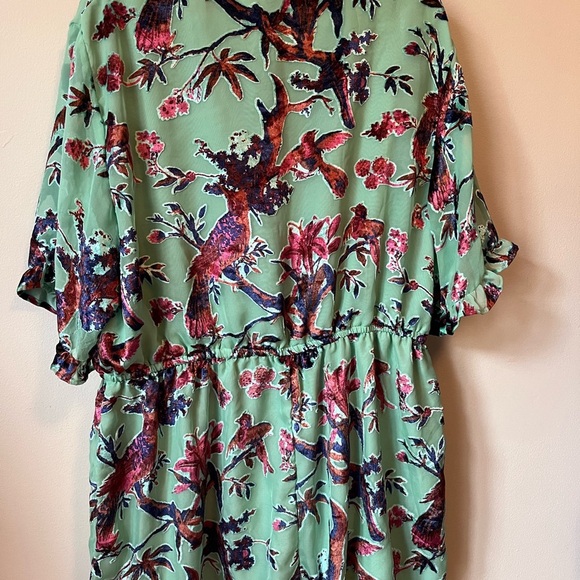 Boohoo Mint Green Floral jumper velvet embossed pattern birds - Picture 11 of 13